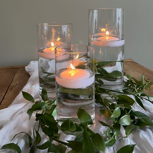 Cylinder vases floating candles