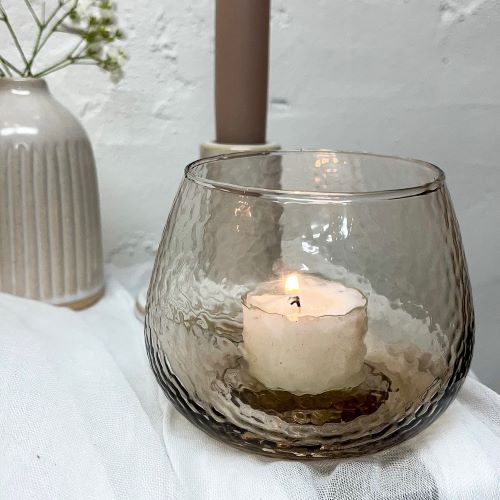 Dimpled taupe tealight holders